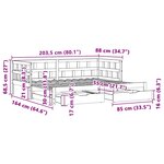 vidaXL Lit de jour avec gigogne et tiroirs sans matelas blanc 80x200cm