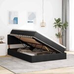vidaXL Lit de rangement LED avec matelas Noir 140 x 200 cm Tissu