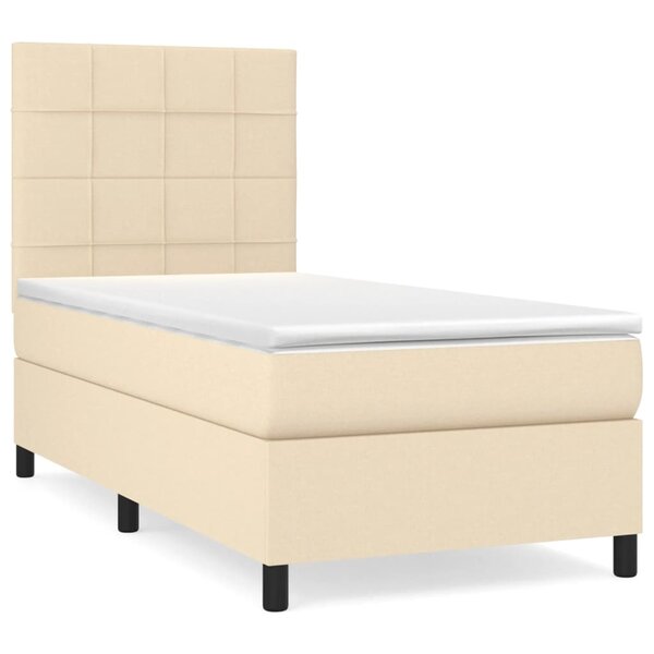 vidaXL Sommier à lattes de lit avec matelas Crème 100x200 cm Tissu