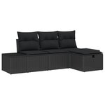 vidaXL Ensemble de canapés de jardin de 4 pièces avec coussins en poly rattan noir