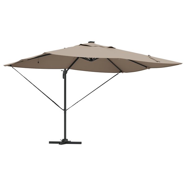 vidaXL Parasol Cantilever Roma avec LED Taupe 352x251x265 cm Aluminium