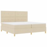 vidaXL Lit à ressort LED avec matelas Crème 200 x 200 cm tissu