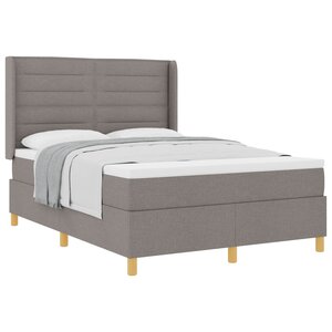 vidaXL Lit à ressorts avec matelas Taupe 140 x 200 cm tissu