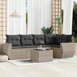 vidaXL Salon de jardin 6 Pièces avec coussins gris clair résine tressée