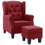 vidaXL Fauteuil avec repose-pied Rouge bordeaux Tissu
