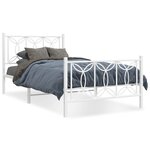 vidaXL Cadre de lit métal avec tête de lit/pied de lit blanc 107x203cm