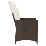 vidaXL Chaise inclinable de jardin avec coussins marron résine tressée