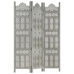 vidaXL Cloison de séparation 3 panneaux Gris 120x165 cm Bois manguier