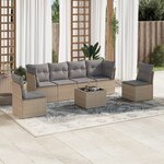 vidaXL Salon de jardin avec coussins 7 Pièces beige résine tressée