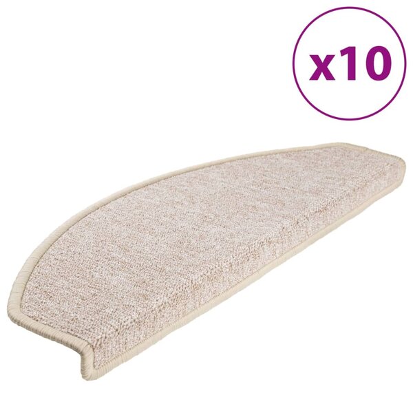 vidaXL Tapis d'escalier 10 pièces 65 x 24 x 4 cm Taupe Demi-rond Grand