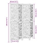 vidaXL Cloison de séparation 4 panneaux noir bois de paulownia massif