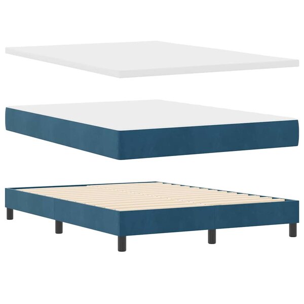vidaXL Lit à ressorts ensachés avec matelas bleu foncé  140x190 cm  Velours