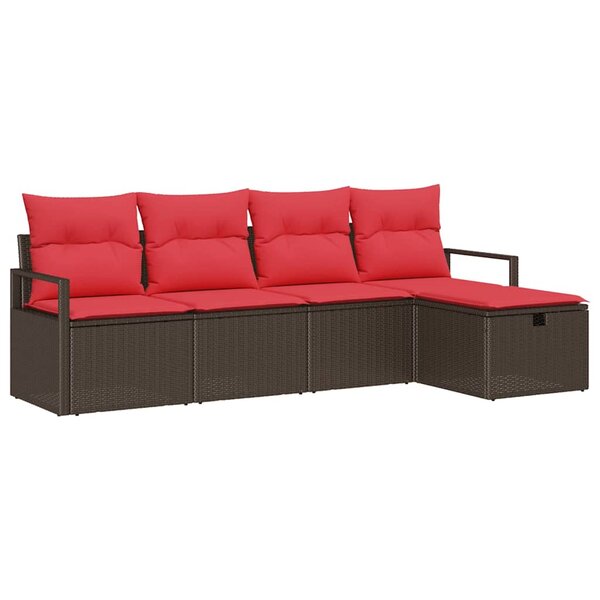 vidaXL Ensemble de canapé de jardin 5 Pièces Marron Poly rotin
