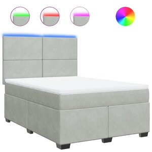 vidaXL Sommier à lattes de lit et matelas Gris clair 160x200cm Velours