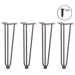 vidaXL Pieds en épingle à cheveux pour table basse 4 pièces Acier naturel 42 cm Acier massif