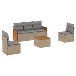 vidaXL Salon de jardin avec coussins 6 Pièces beige résine tressée