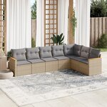 vidaXL Salon de jardin avec coussins 7Pièces mélange beige résine tressée