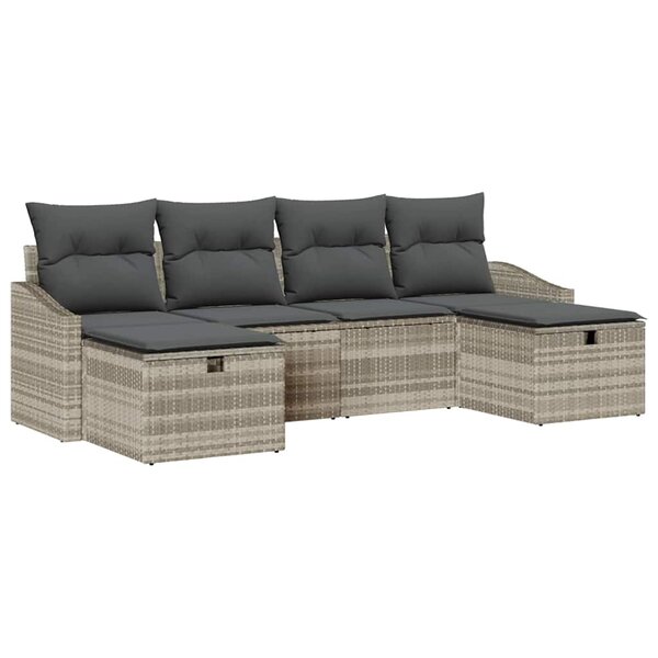 vidaXL Ensemble de canapé de jardin 6 Pièces Gris clair 55 x 62 x 69 cm