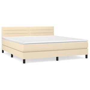 vidaXL Sommier à lattes de lit avec matelas Crème 180x200 cm Tissu