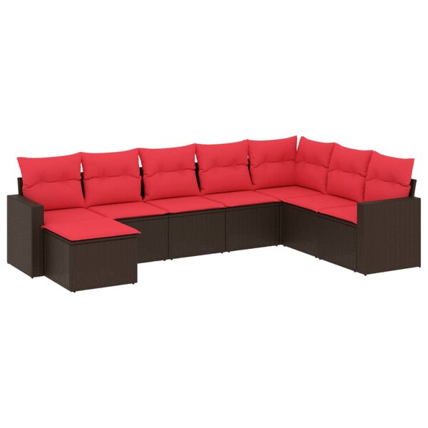 vidaXL Salon de jardin 8 Pièces avec coussins marron résine tressée
