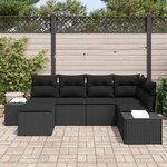 vidaXL Ensemble de canapé de jardin avec coussin 6 Pièces Noir polyrotin