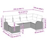 Set de canapés de jardin 6 pièces avec coussins gris en rotin synthétique