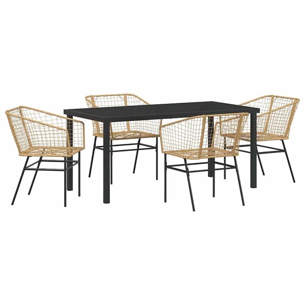 vidaXL Ensemble de salle à manger pour jardin 5 Pièces Marron polyrotin