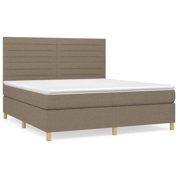vidaXL Sommier à lattes de lit avec matelas Taupe 180x200 cm Tissu
