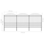 vidaXL Clôture de jardin à dessus en lance Acier (1 75-2)x5 1 m Noir