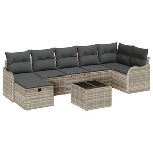 vidaXL Ensemble de Canapés avec coussin 8 Pièces Gris clair polyrotin