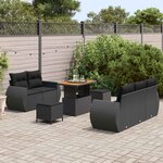 vidaXL Ensemble de canapé de jardin avec coussin 8 Pièces Noir polyrotin