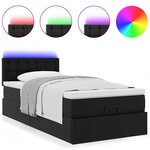 VidaXL Cadre de lit ottoman avec matelas noir 100x200 cm similicuir