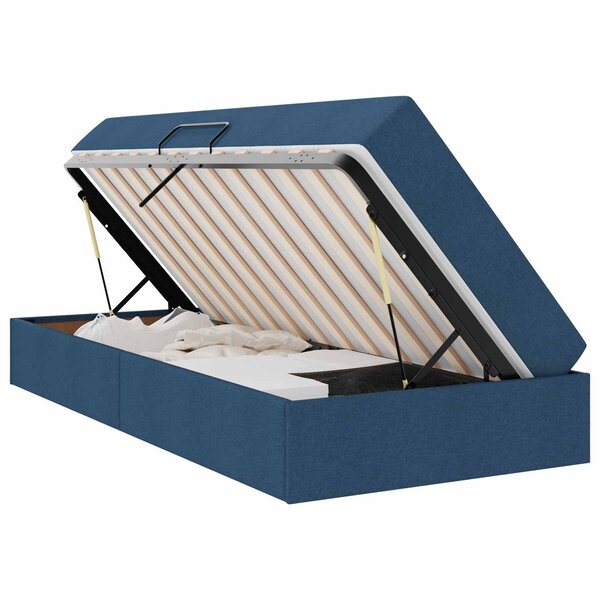 vidaXL Lit avec rangement et matelas Bleu 100 x 200 cm Polyester