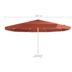 vidaXL Tissu de remplacement de parasol d'extérieur Terre cuite 500 cm