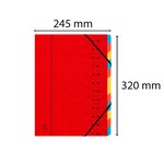 Trieur agrafé 24 x 32 cm avec élastiques 12 compartiments Rouge EXACOMPTA