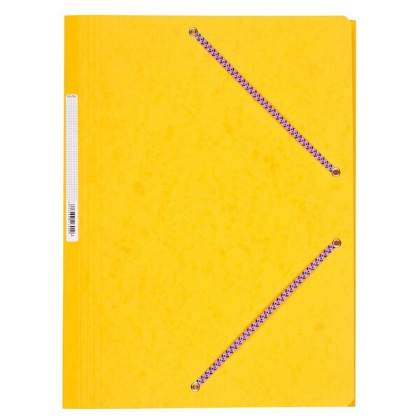 Chemise Carte Lustée 24 x 32 cm à rabats avec élastique et étiquette de dos Jaune COUTAL