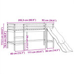 vidaXL Lit mezzanine enfants avec tour bleu 80x200cm bois pin massif