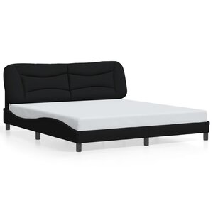 vidaXL Cadre de lit sans matelas Hvar noir 180x200 cm tissu