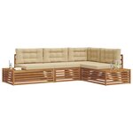 vidaXL 5 pc Ensemble de canapés d'extérieur Naturel et Beige
