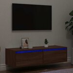 vidaXL Meuble TV avec lumières LED chêne marron 100X35 5x25 cm