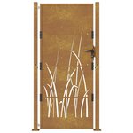 vidaXL Portail de jardin 105x180 cm acier corten conception d'herbe