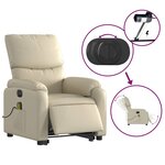 vidaXL Fauteuil inclinable de massage électrique crème similicuir