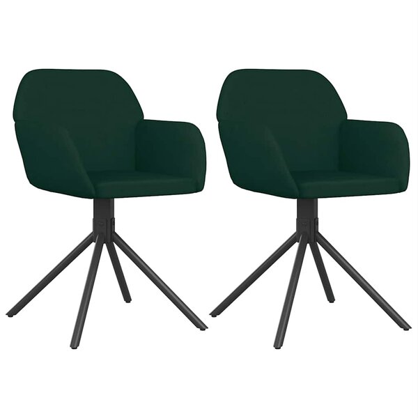 vidaXL Chaises pivotantes à manger lot de 2 Vert foncé Velours