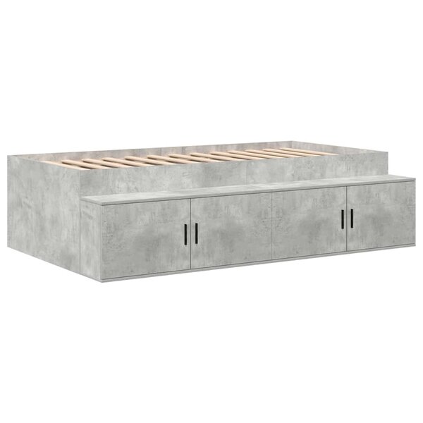 vidaXL Cadre de lit de rangement Gris béton 75x190 cm