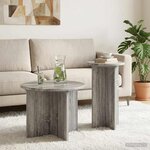 vidaXL Ensemble de tables d'appoint 2 pièces Sonoma gris Ø 45 x 35 cm