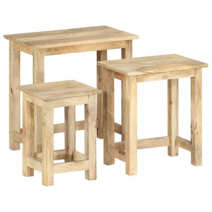 vidaXL Tables gigognes 3 Pièces Bois solide de manguier