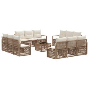 vidaXL Ensemble de canapé de jardin 13 Pièces Beige polyrotin