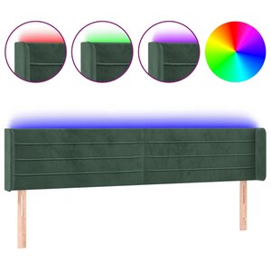 vidaXL Tête de lit à LED Vert foncé 183x16x78/88 cm Velours