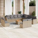 vidaXL Salon de jardin et coussins 14 Pièces mélange beige résine tressée