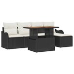 vidaXL Ensemble de canapé de jardin avec coussin 6 Pièces Noir et crème